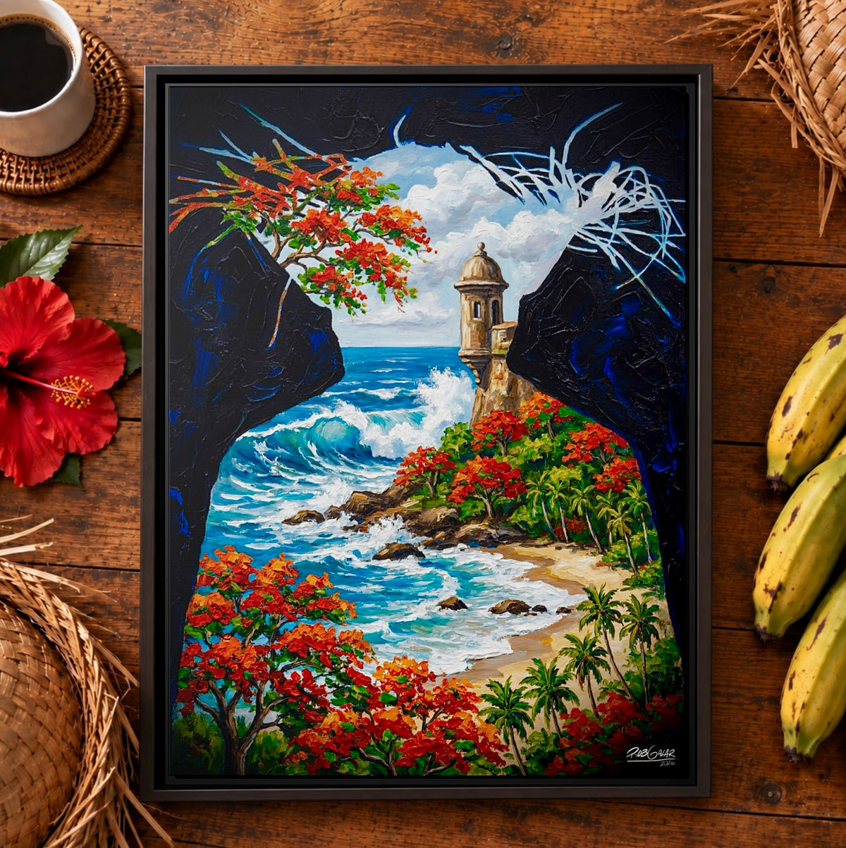 UN RATO EN LA PLAYA - Framed Canvas Art