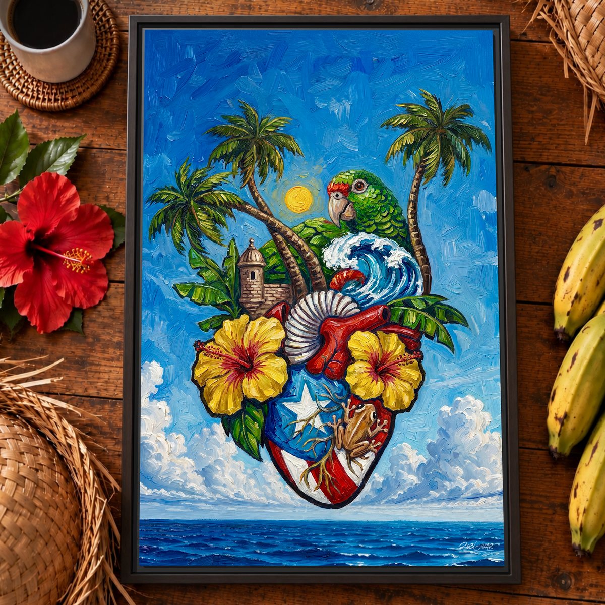 CORAZON BORICUA - Framed Canvas Art