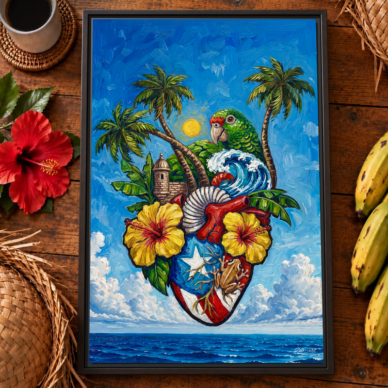 CORAZON BORICUA - Framed Canvas Art