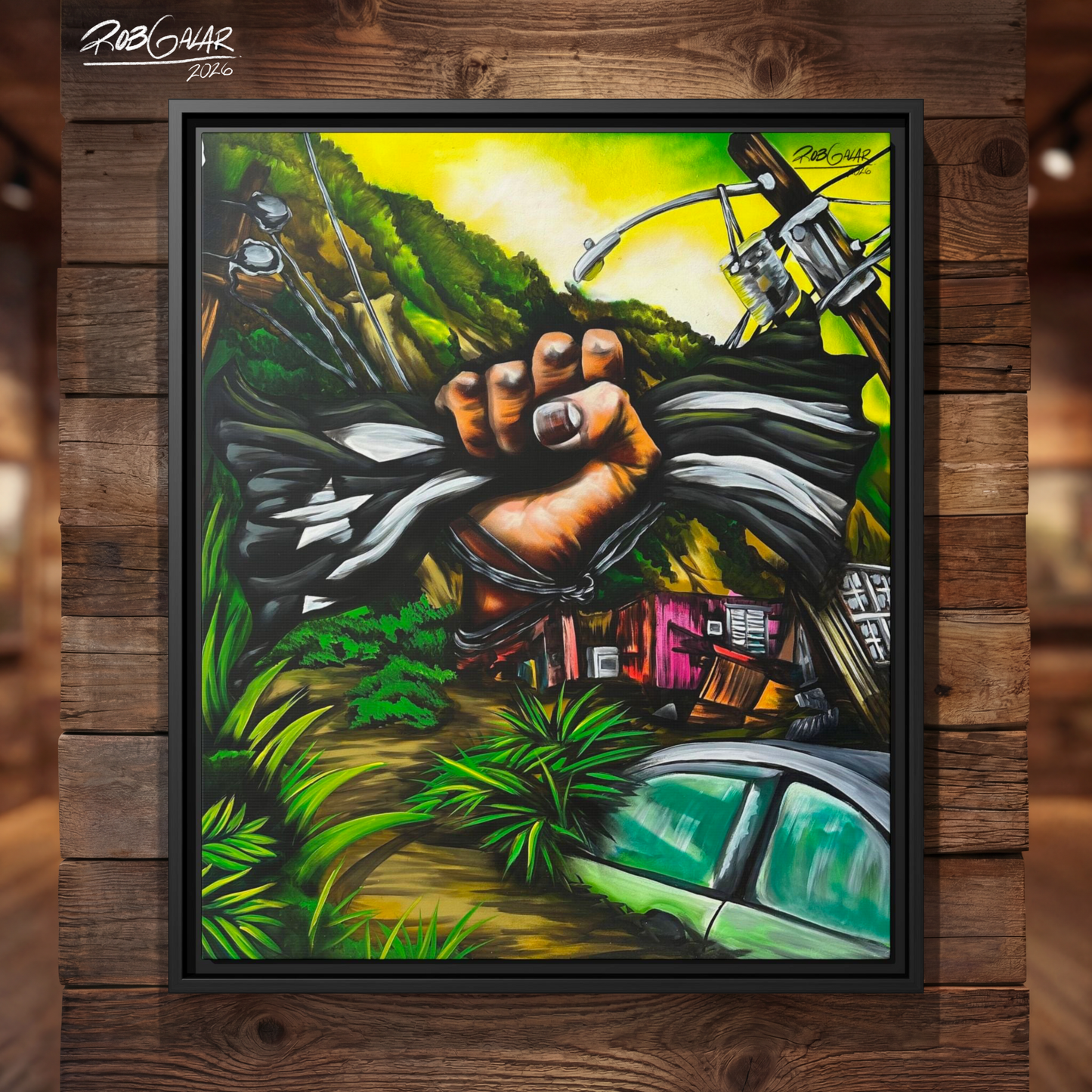 OBRA DE ARTE | Edición Limitada: "HURACÁN MARÍA" - Enmarcada con Canvas PREMIUM. ¡LISTA PARA TI!