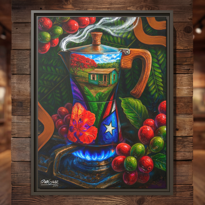 OBRA DE ARTE | Edición Limitada: "CAFÉ RICO!" - Enmarcada con Canvas PREMIUM. ¡LISTA PARA TI!