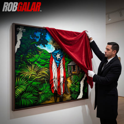OBRA DE ARTE | Edición Limitada: "JIBARITO EN LA CASITA DEL CAMPO" - Enmarcada con Canvas PREMIUM. ¡LISTA PARA TI!