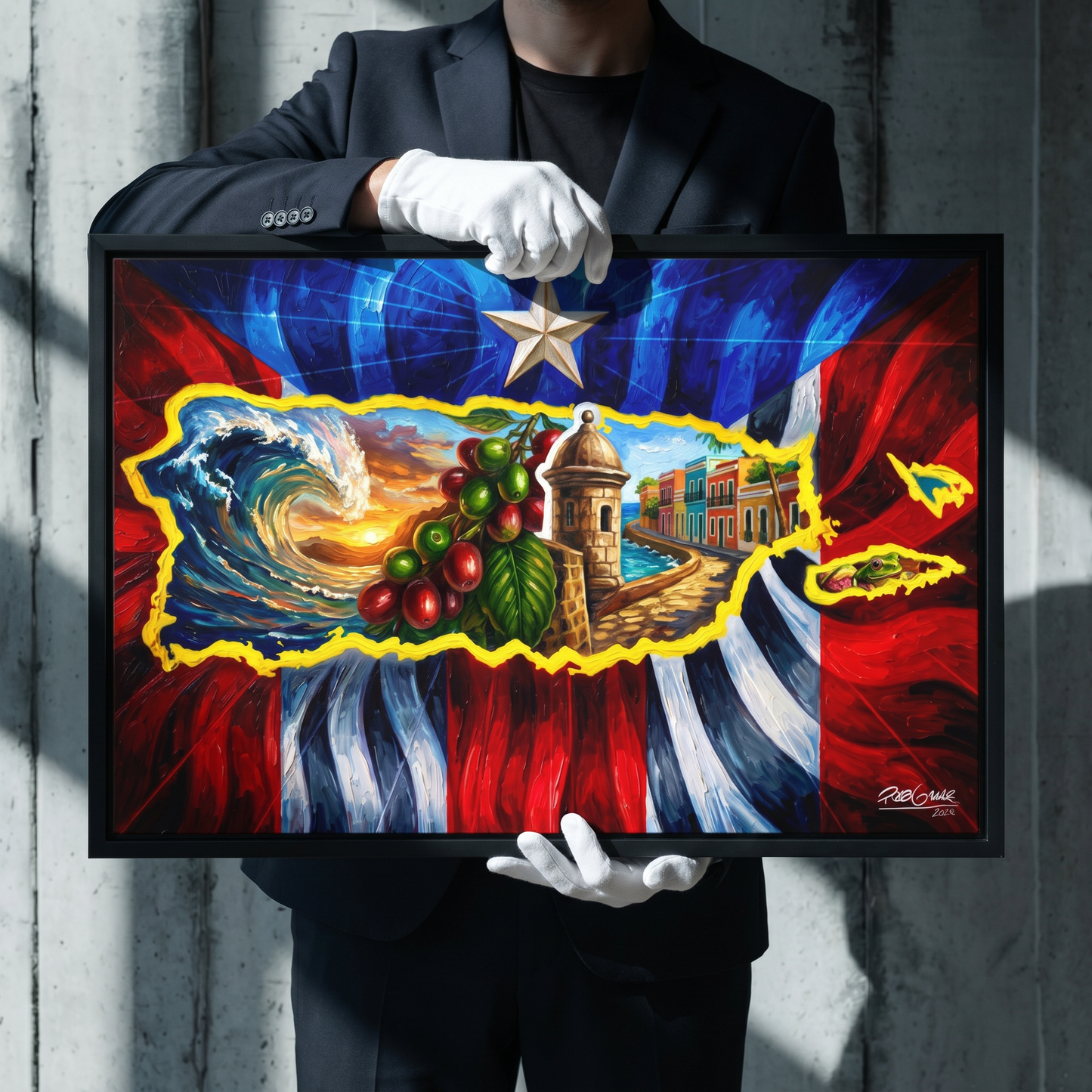 OBRA DE ARTE | Edición Limitada: "SOY DE LA ISLA DEL ENCANTO" - Enmarcada con Canvas PREMIUM. ¡LISTA PARA TI!