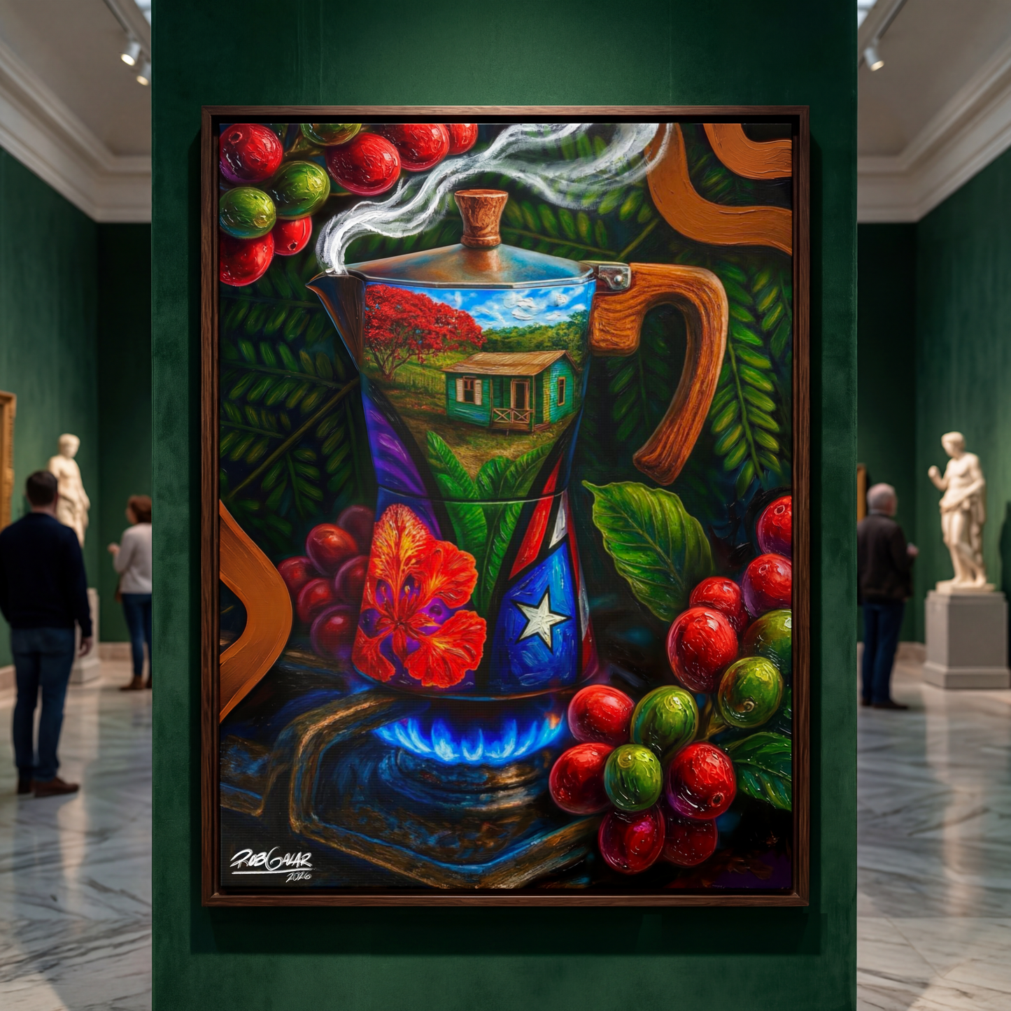 OBRA DE ARTE | Edición Limitada: "CAFÉ RICO!" - Enmarcada con Canvas PREMIUM. ¡LISTA PARA TI!