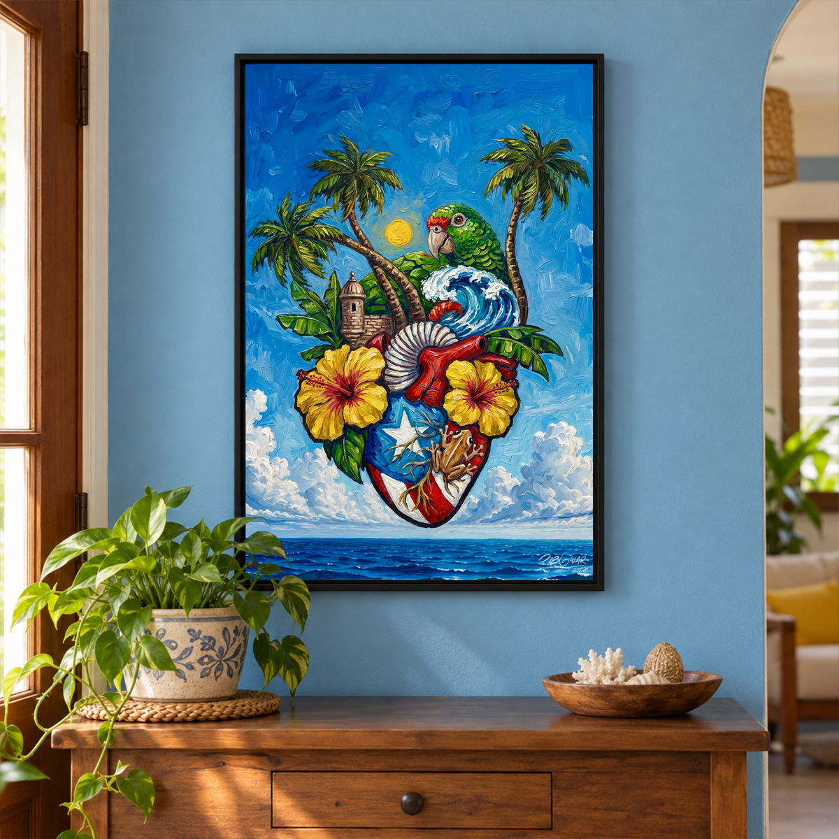CORAZON BORICUA - Framed Canvas Art