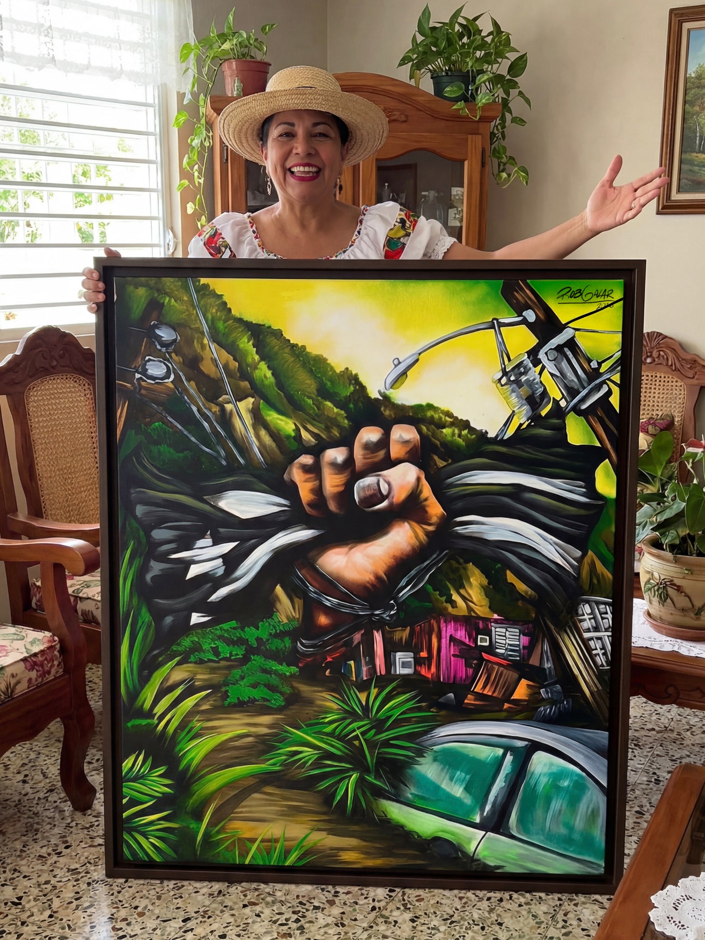 OBRA DE ARTE | Edición Limitada: "HURACÁN MARÍA" - Enmarcada con Canvas PREMIUM. ¡LISTA PARA TI!