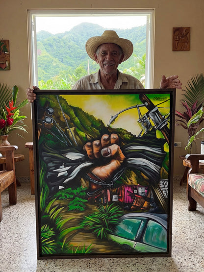 OBRA DE ARTE | Edición Limitada: "HURACÁN MARÍA" - Enmarcada con Canvas PREMIUM. ¡LISTA PARA TI!