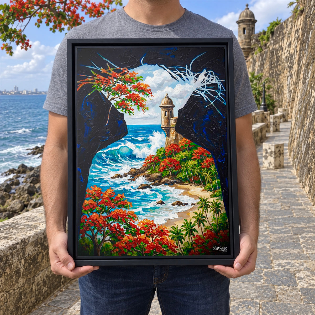UN RATO EN LA PLAYA - Framed Canvas Art