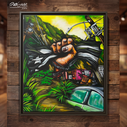 OBRA DE ARTE | Edición Limitada: "HURACÁN MARÍA" - Enmarcada con Canvas PREMIUM. ¡LISTA PARA TI!