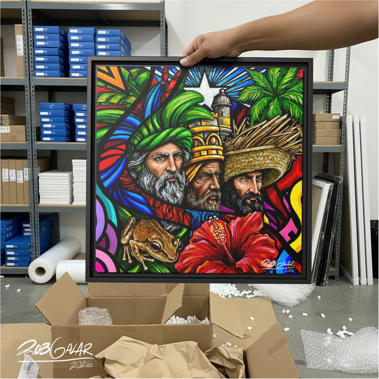 OBRA DE ARTE | Edición Limitada: "TRES REYES DE ENERO" - Enmarcada con Canvas PREMIUM. ¡LISTA PARA TI!