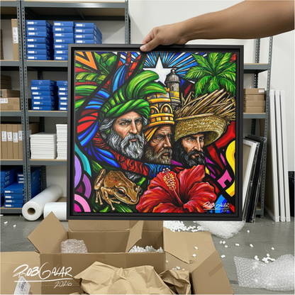 OBRA DE ARTE | Edición Limitada: "TRES REYES DE ENERO" - Enmarcada con Canvas PREMIUM. ¡LISTA PARA TI!