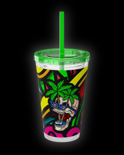 TROPI-SKELETON SUNSPLASH Vaso con pajita 16oz