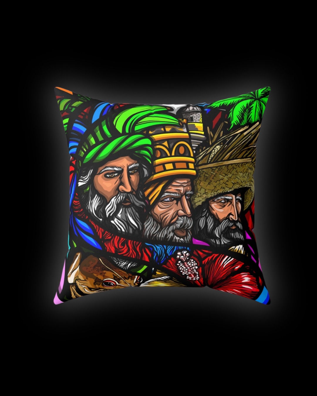 TRES SANTOS REYES Square Pillow