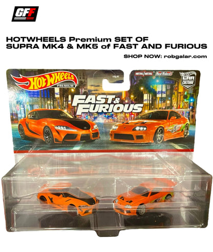 HOTWHEELS Premium SET OF
SUPRA MK4 & MK5 of FAST AND FURIOUS