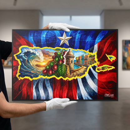 OBRA DE ARTE | Edición Limitada: "SOY DE LA ISLA DEL ENCANTO" - Enmarcada con Canvas PREMIUM. ¡LISTA PARA TI!