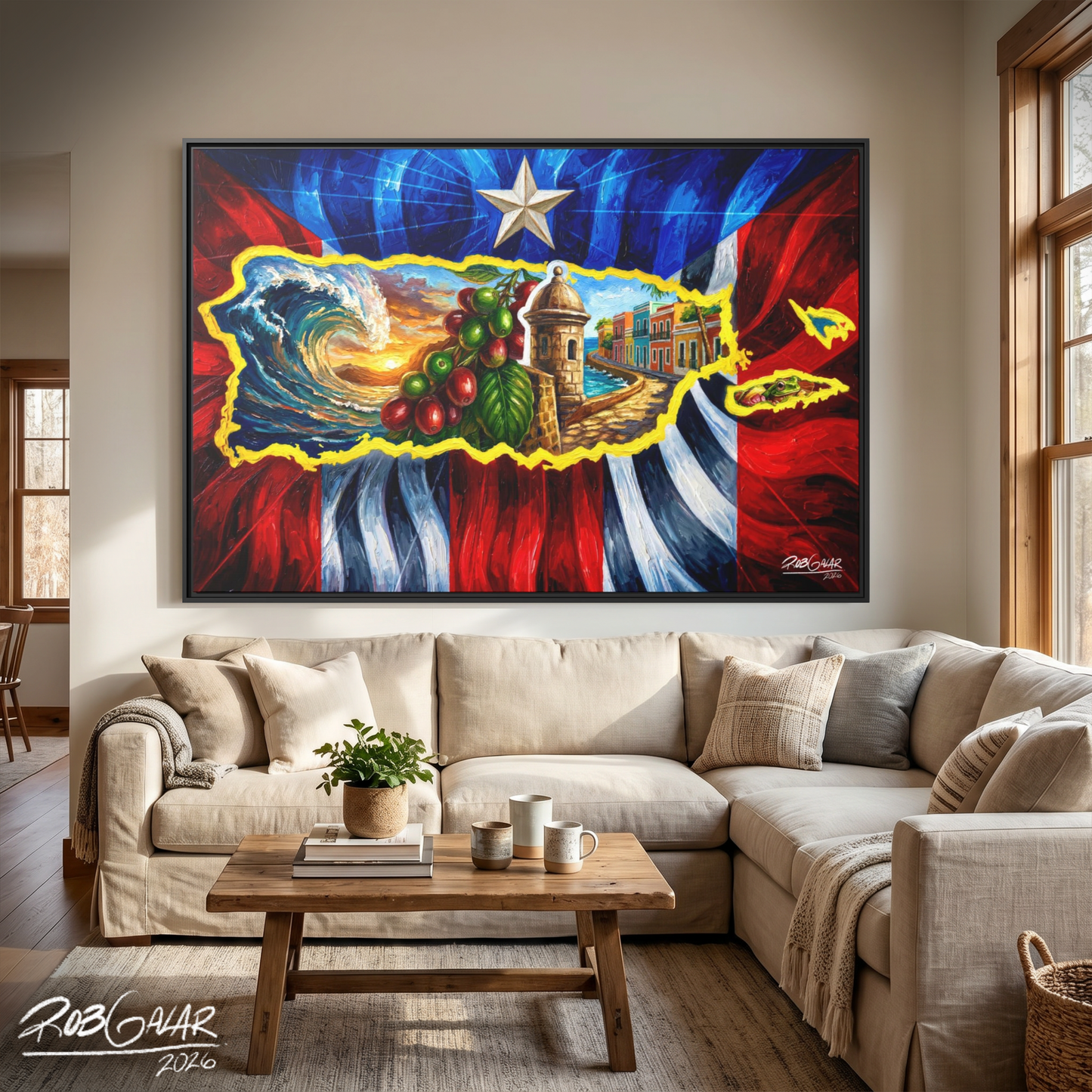 OBRA DE ARTE | Edición Limitada: "SOY DE LA ISLA DEL ENCANTO" - Enmarcada con Canvas PREMIUM. ¡LISTA PARA TI!