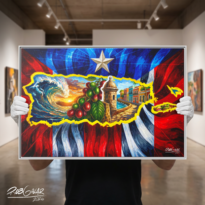 OBRA DE ARTE | Edición Limitada: "SOY DE LA ISLA DEL ENCANTO" - Enmarcada con Canvas PREMIUM. ¡LISTA PARA TI!