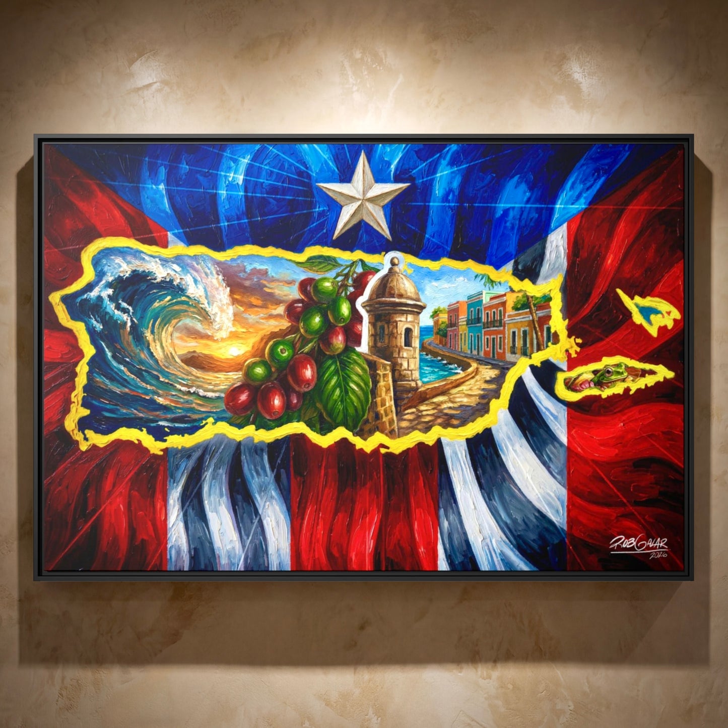 OBRA DE ARTE | Edición Limitada: "SOY DE LA ISLA DEL ENCANTO" - Enmarcada con Canvas PREMIUM. ¡LISTA PARA TI!